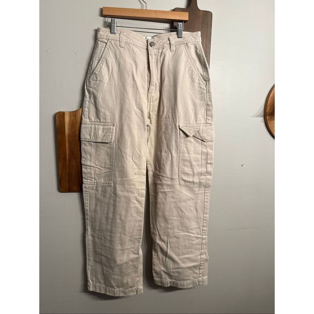 Cotton On Beige Mid Rise Y2K Relaxed Utility Straight Leg Cargo Pants Size 6